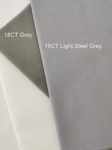 Image of KCS 4 /6 pc of 12 inch x 18 inch 18CT Counted Cotton Aida Cloth Cross Stitch Fabric (6 pc, Light Steel Grey)