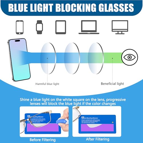 Image of Photochromic Progressive Multifocus Reading Glasses Men Transition Blue Light Blocking Multifocal Computer Readers