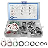KUQUTIDY 60PCS A/C O Ring Seal Gasket Washer Kit, 9 Sizes AC O Ring Sealing Gaskets Assortment Set Kit, Air Conditioning Compressor Port Sealing Washers, Universal Car Accessories