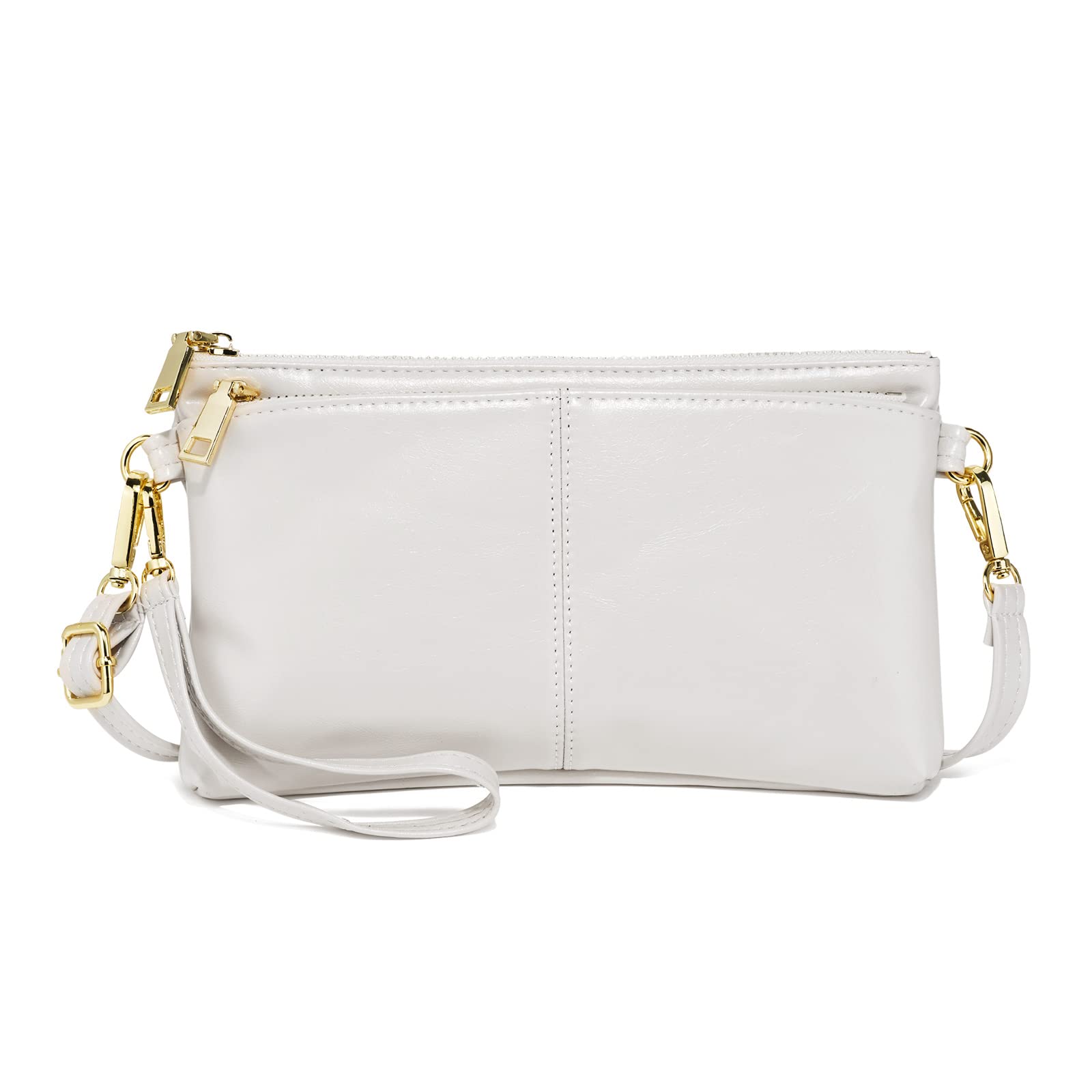 ZOOEASS Triple Zip Small Crossbody Bag Lightweight Purses Vegan Leather Wristlet Clutch, Includes Adjustable Shoulder