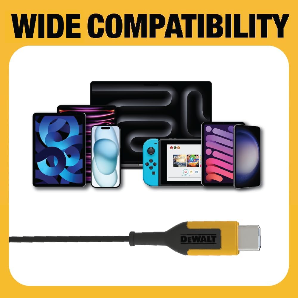 DEWALT Jobsite - Cuffie USB C per iPad/iPhone 15/16 Pro Max, auricolari con cavo di tipo C, auricolari USB C cablati con microfono, modulo di controllo del volume, compatibili con MacBook, Samsung S23