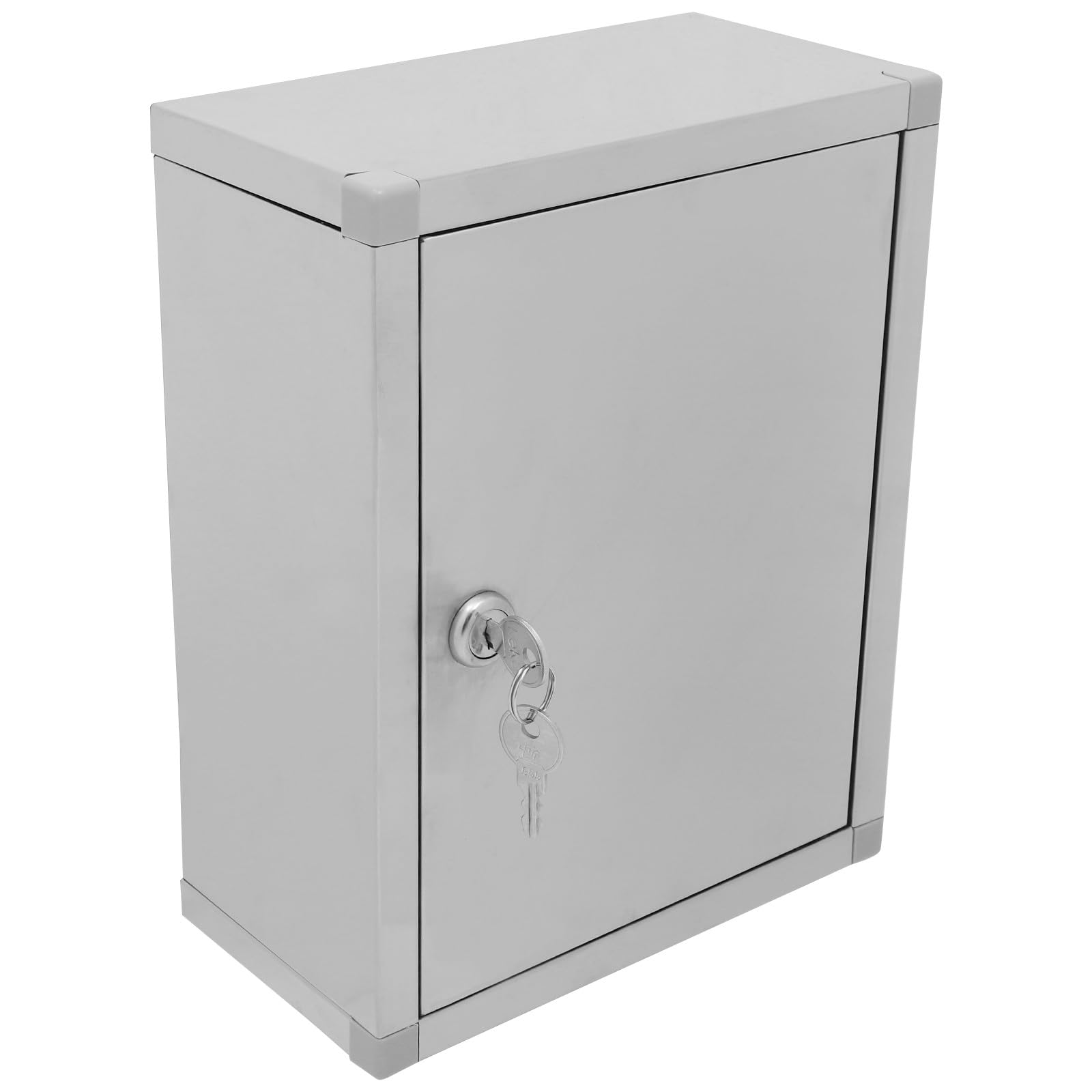 Boîte de rangement murale en acier inoxydable à serrure argentée