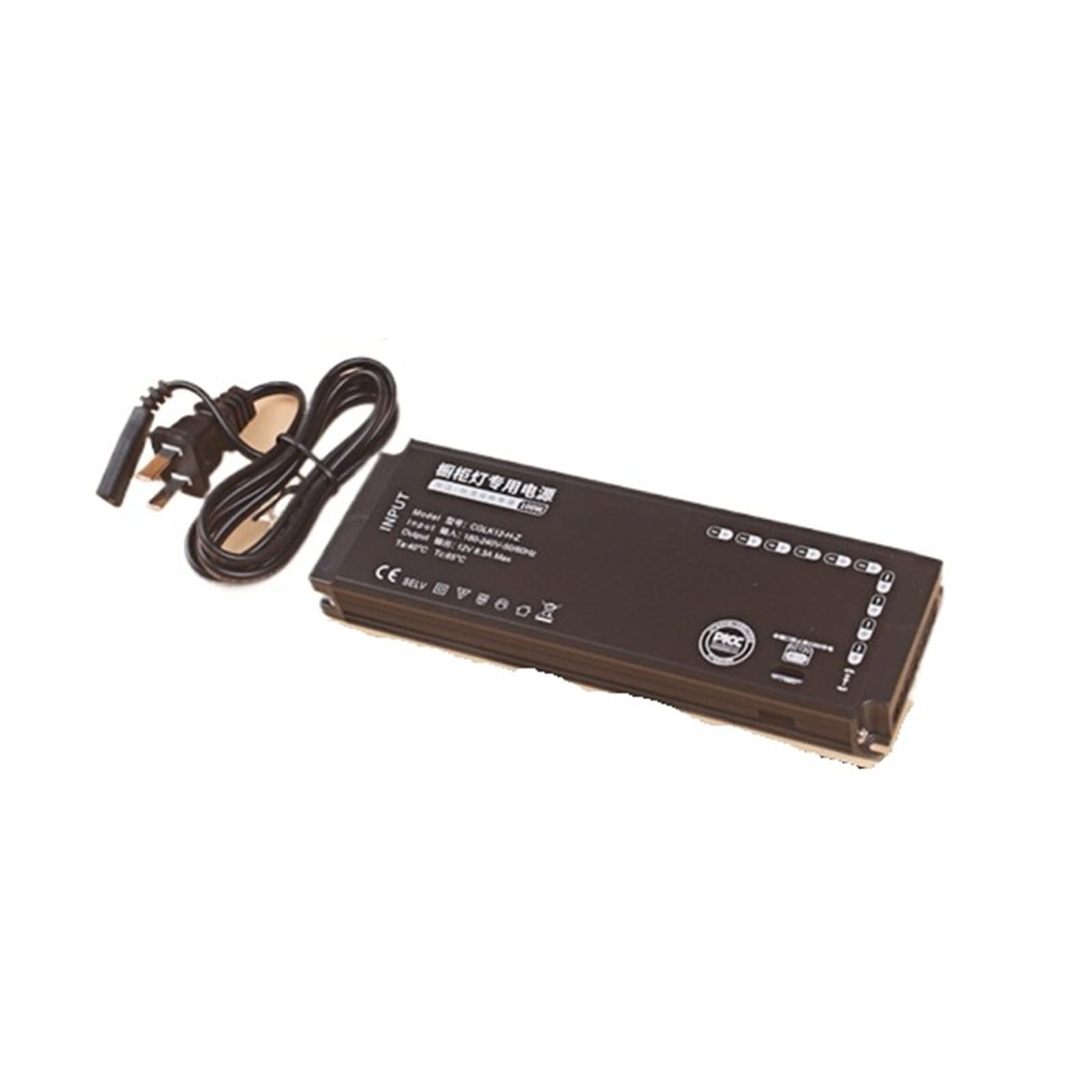 PWANUIGTE LED Ultra-Thin Kitchen Cabinet Display Lighting Dedicated Power Supply 6-bit Transformer 24W 60W DC12V(DC12V 100W-10 Route-aluminium)