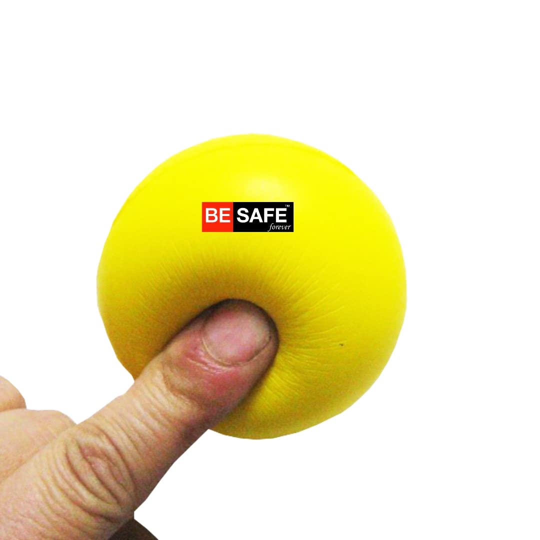 BESAFE Forever Physiotherapy Hand Exercise Soft Stress Ball for Stress Relief, Finger Wrist Hand Strengthener Arthritis Grip Squishy Toys Balls, Squeeze Ball, Yellow, Pack of 1, SBY104