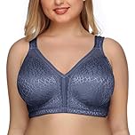 DotVol Women's Full Coverage Minimizer Bra Comfort Wirefree Non Padded Plus Size Everyday Bra(Grey Blue,36E)