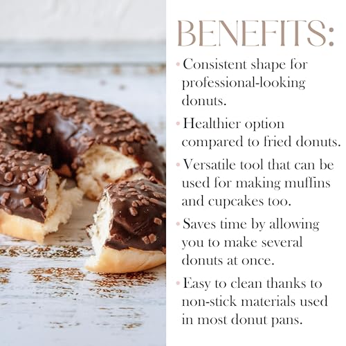 Image of Bellemain Premiere Donut Pan for Baking | Nonstick 12.5 x 8.5 inch Doughnut Pan with 6-Doughnut Molds | Includes 1 Steel Donut Tray | Make Perfect Bagels and Cake Donuts (1-pack)