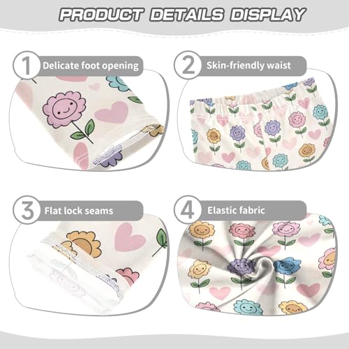 senya Girls Printed Leggings Yoga Pants Flowers Heart-Shaped Pattern for Kids in 4t to 10 Years, 4T3