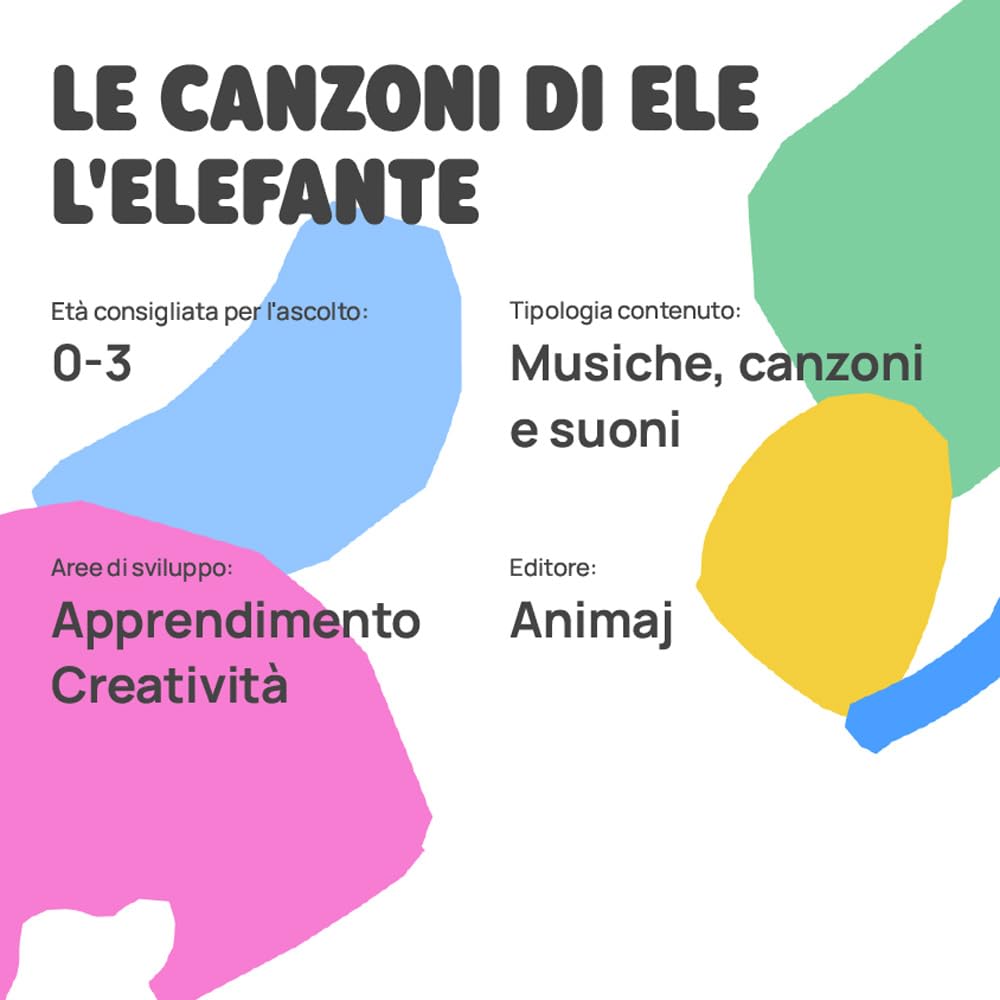 FABA Personaggio Sonoro Le Canzoni di Ele l'Elefante Bambini 0-3 Anni Versione Italiana