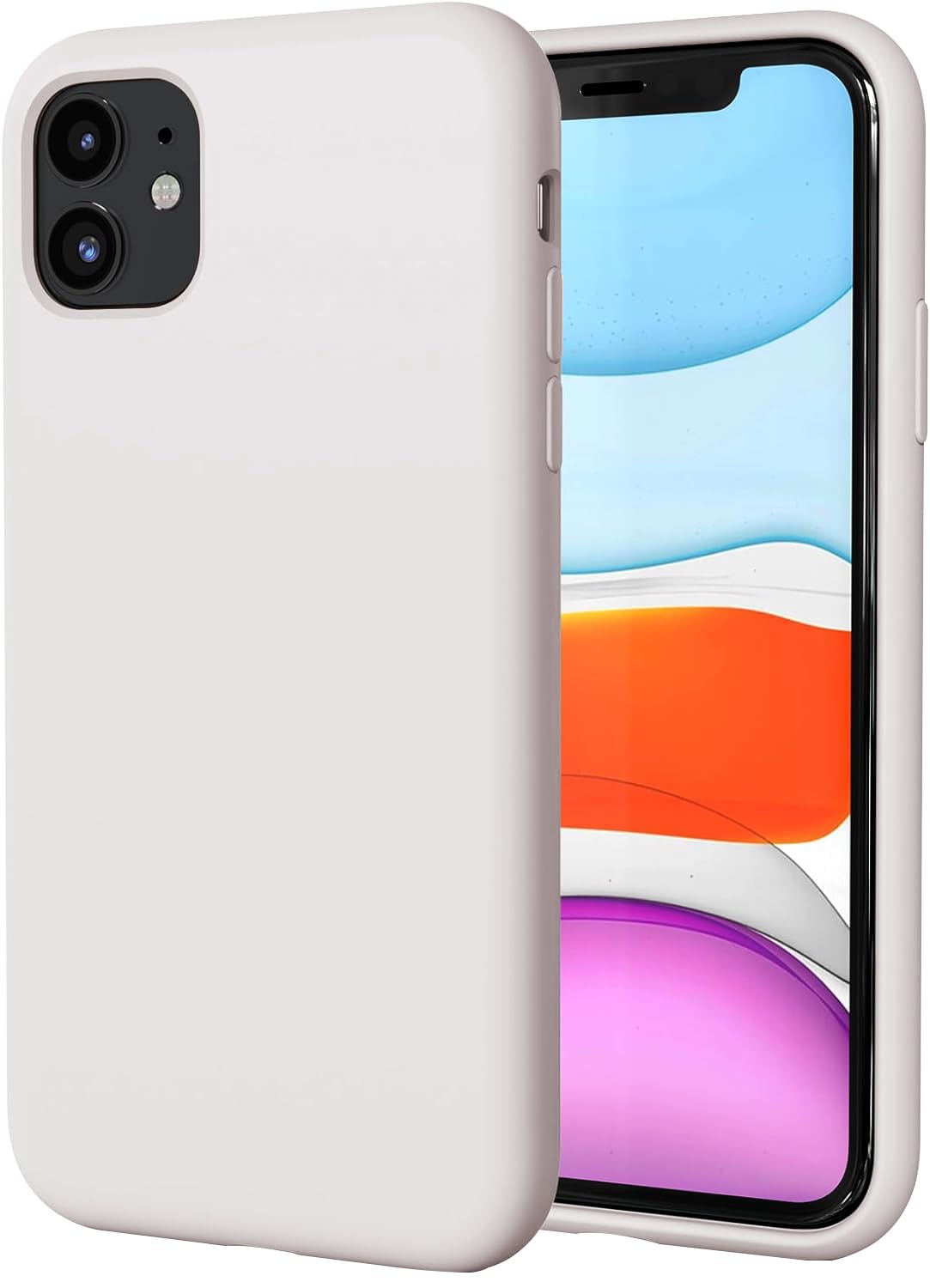 TAXXOE Silicone Case with iPhone 11 Case Soft Ultra Slim Protective Shockproof Liquid Silicone Phone Case,Anti-Scratch Microfiber Lining，6.1 inch-White