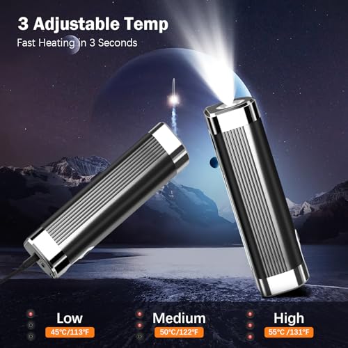 Handwärmer Wiederaufladbar 2er,10000mAh Tragbarer Taschenwärmer,3 in1USB Batteriebetriebener Elektrischer Magnetische Handwärmer mit 3 Wärmestufen Wintergeschenke für Frauen,Mann,Familien-Schwarz