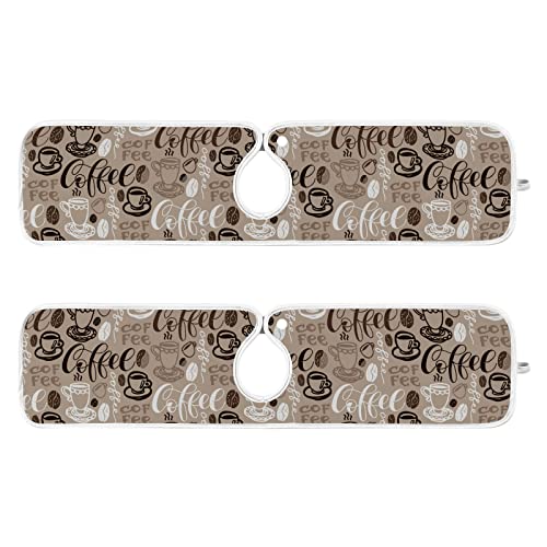 wamika coffee theme faucet water catcher mat 2 pack brown coffee beans drying mat absorbent bathroom faucet handle drip catcher tray bar rv kitchen sink splash guard 23x5 inches