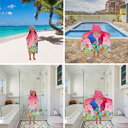 Image of Trolls Bath /Pool /Beach Cotton Terry Hooded Towel Wrap, 24 In x 50 In, By Franco Kids