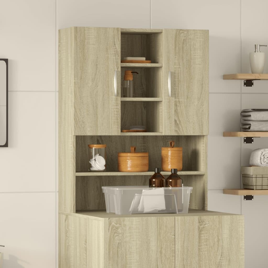 vidaXL Armario de Lavadora Roble Sonoma 70,5x24x90 cm, Armario para lavandería, Armario para cesto de Ropa, Estante para Lavadora, Armario para baño