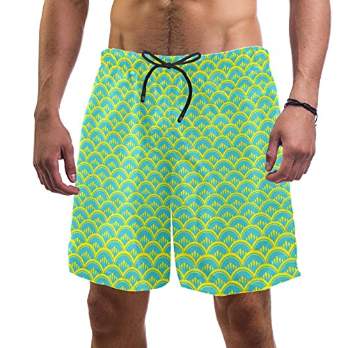 Short de bain pour homme bleu et jaune parfait pour les vacances à la plage en été