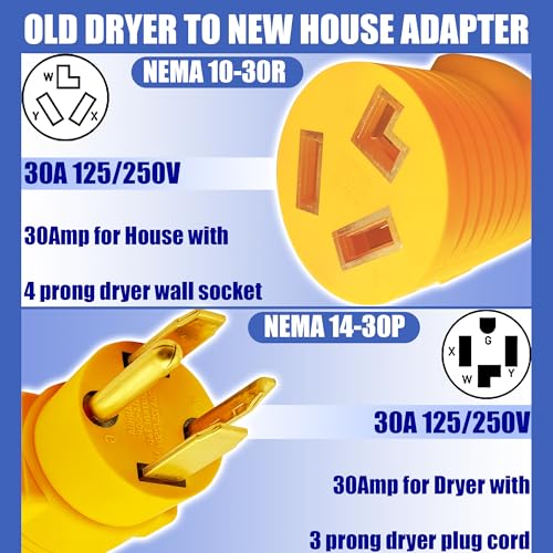 NEMA 14-50P Male Connector with 3 Cores and 10-30R Female Connector Adapter,A 50 Amp to 30 Amp Dryer Adapter from 14-30P to 10-30R,Suitable for Generator,Welding Machine,and Power Line Connectors2