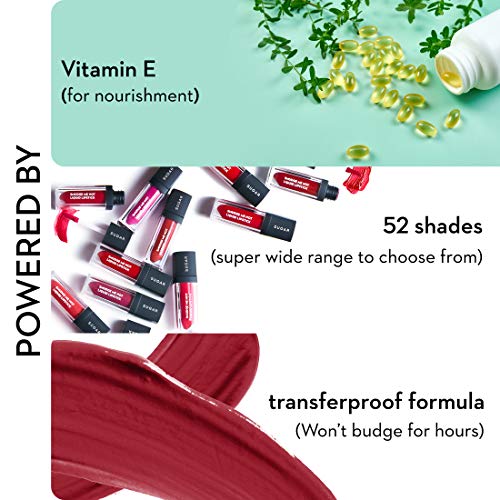 Image of SUGAR Cosmetics Smudge Me Not Liquid Lipstick - 34 Merlot Glow (Metallic Burgundy), Burgundy, 4 ml