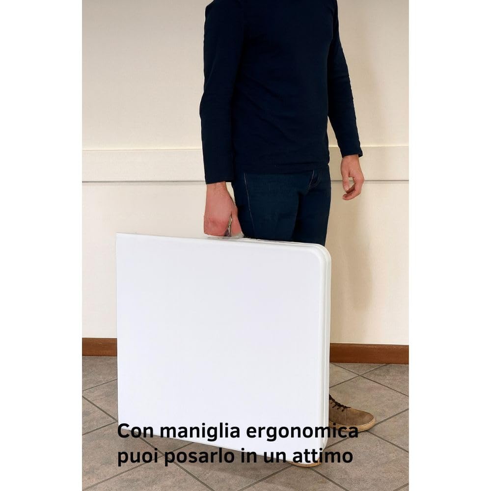 Tavolo Pieghevole Estensibile 180 cm – Bianco | Portata 120 kg | Maniglia Integrata | Chiusura Sicura con Blocco di Sicurezza