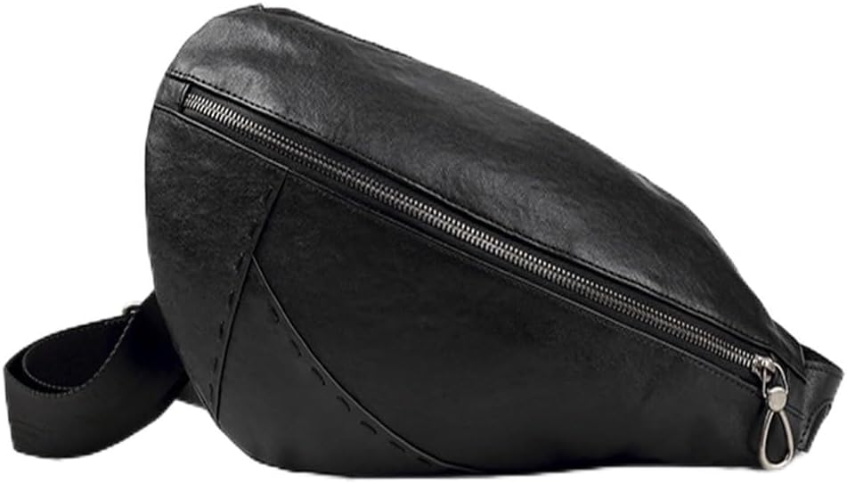 Men's Leather Chest Bag Casual Sports Crossbody Vintage Layer Cowhide Shoulder