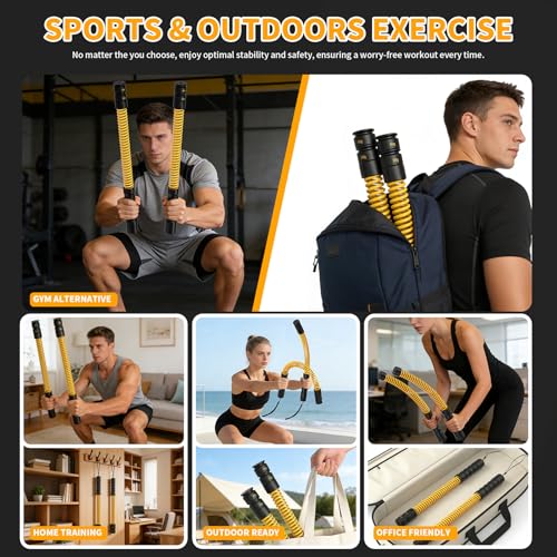 Heavy Duty Ropeless Battle Ropes 4.0, Portable Steel Core Exercise Ropes for Home Gym & Outdoor, Anti-Slip Ergonomic Handles for Strength Training, HIIT & Full Body Workout | Ideal for Men & Women — view 5