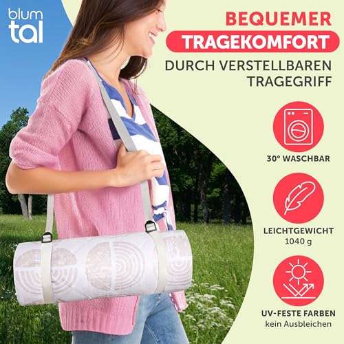 Blumtal Premium Picknickdecke wasserabweisend 200x200 cm Boho & TERRAZZO Design - waschbare Stranddecke sandfrei + weiche Zwischenfüllung - Outdoor Decke aus Oxford-Gewebe - Camping Decke bunt Boho