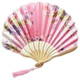 Lüfterrippenmaterial: Holz Muster im chinesischen Stil Handfächer Seide Bambus Faltfächer Handheld Hochzeit Handfächer Cool Bambus Blume personalisiert 19feb19, E, China