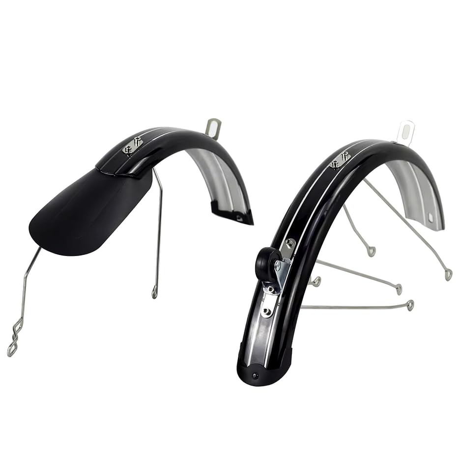 London Craftwork Front & Rear Mudguard set for Brompton Silver/Black (Black)