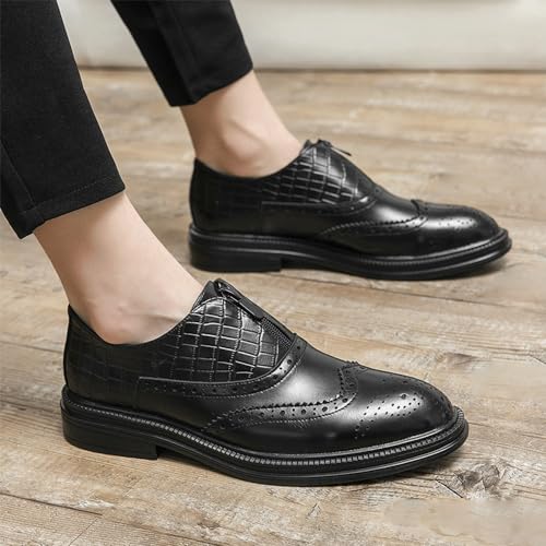 Men Oxford Dress Shoes PU Leather Slip On Business Wedding Party Casual Comfortable Breathable Non Slip Block Heel Classic Formal3