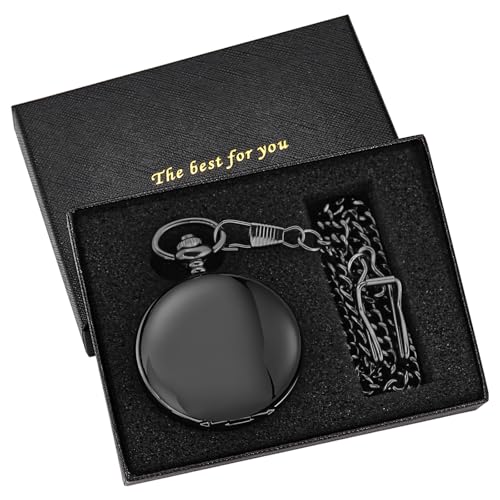 Image of Men's Mechanical Pocket Watch Black Rudder Pattern Double Open Hollow Roman Numerals Pocket Watch
