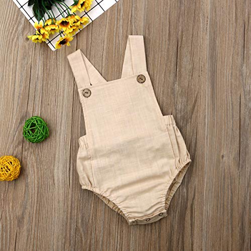 Newborn Baby Summer Romper Unisex Solid Color Button Jumpsuit Sleeveless Backless Overalls Outfits 1Pcs2