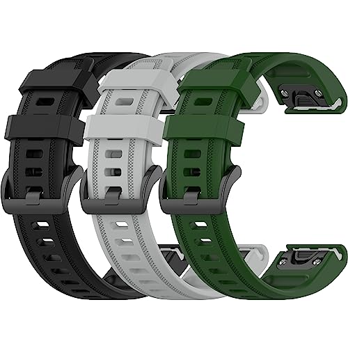 Sport Strap Compatible with Garmin Fenix 7 Pro/Fenix 7 Bands Soft Silicone Watch Band Replacement Wrist Band for Garmin Fenix 7 Pro Watch Band (3PACKSB)