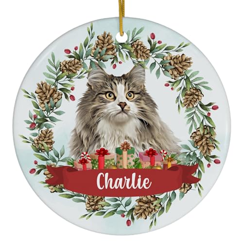 Pinecones & Norwegian Forest Cat Christmas Ornament 2026