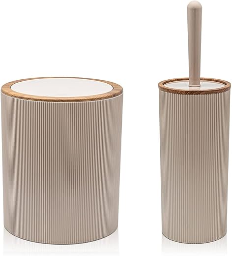 Inbagno Set da 2 Pezzi Porta scopino e Pattumiera 5lt, in plastica...