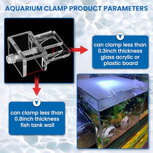 Image of NestBasics Aquarium lid Clips Fish Tank top Cover lid Support Holder Clip for Rimless or Rim Fish Tank (Transparent, 8pcs Fish Tank Hood Clips)