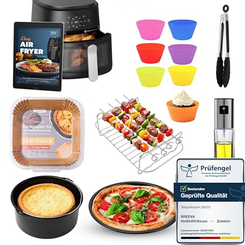 Das komplette Heißluftfritteuse Zubehör Set – 7-teilig für alle 4–8 L Fritteusen | Empfohlen vom Friteusen-Profi/Passend u.a. für COSORI, Ninja, Philips & Russell Hobbs