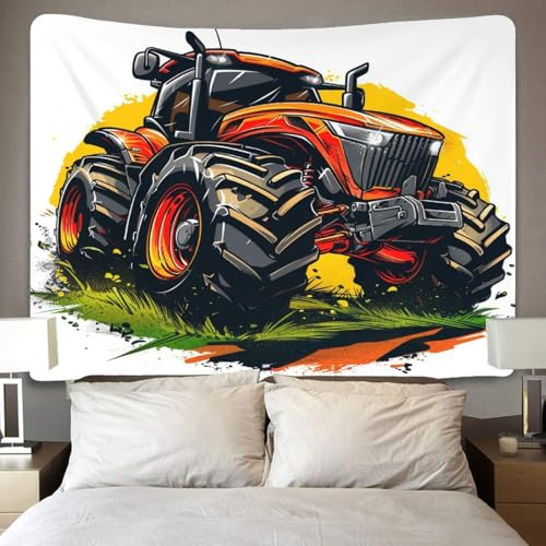 Poster mural de tracteur 3D en textile polyester doux lavable pour grand mur - 4