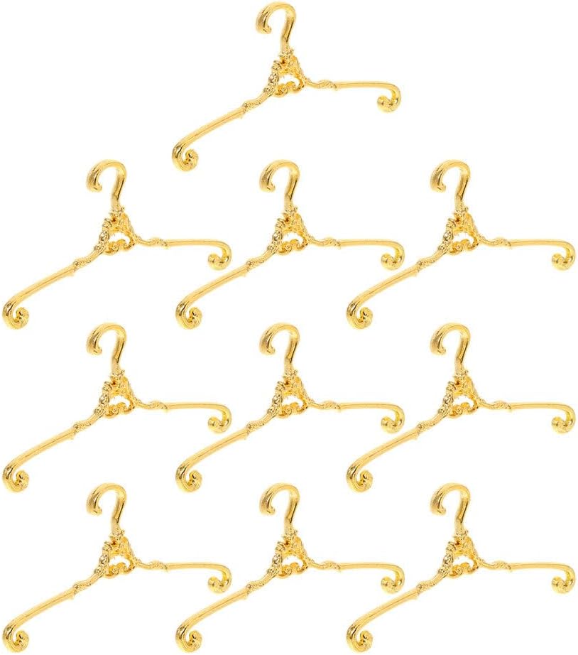 Miniature Coat Hangers Vintage Metal Doll Clothes Hangers for Dollhouse Wardrobe Display Accessories Compact Doll Gown Holders