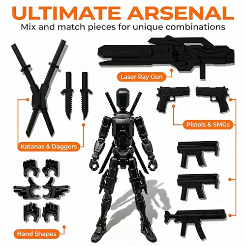 Image of T13 Action Figure,Lucky Robot 13 Action Figure,3D Desk Decor (3PCS) | Titan 13 Action Figure for Creative Photography,Home Office Display,Gaming Setup,Photo Props,Birthday Gifts and Shelf Decor