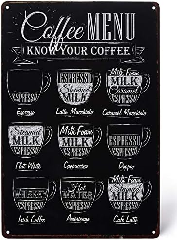 UNIQUELOVER Coffee Bar Sign, Premium, Menu & Possible Coffee Decorations for Kitchen 8 X 12 Inches, 3 Pcs