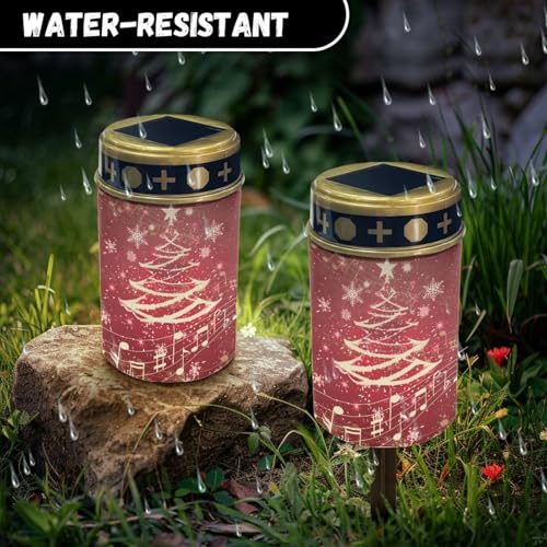 Image of Christmas Tree Light for Prayer Cemetery Solar Lights for Grave Cemetery Christmas Decorations Candle Lamp Eternal Lights for Graves Cemetery Memorial Gift 2 Pcs