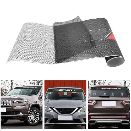 Image of Black Front and Rear Windshield Window Vinyl Decal Transparent Car Sport Banner Strip Film Universal Racing Style Decoration Sticker (Black Red Yellow)