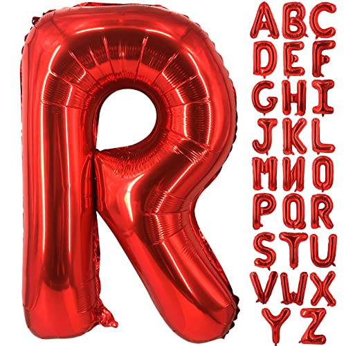 Lovoir 40 Inch Large Red Letter R Balloons Big Size Jumbo Mylar Foil Helium Balloon for Birthday Party Celebration Decorations Alphabet Red R