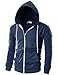 Ohoo Mens Slim Fit Long Sleeve Lightweight Zip-up Hoodie With Kanga Pocket