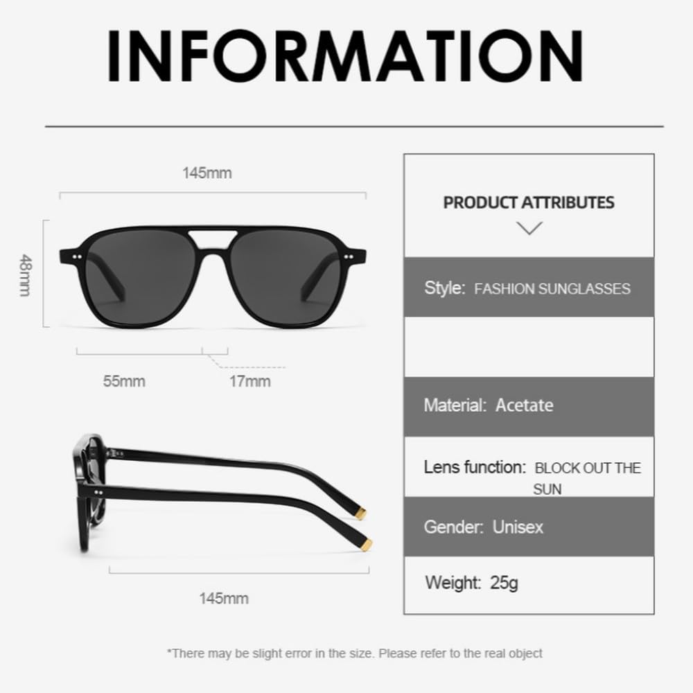 Gafas de sol para hombre y mujer, gafas de sol de acetato para protección ocular.