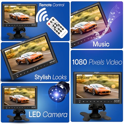 Image of Wagzo 12V 7 Inch Dashboard TFT LCD Car Display Screen with 8 LED Car Reverse Parking Rear View HD Camera, Universal for All Cars, Truck & Bus