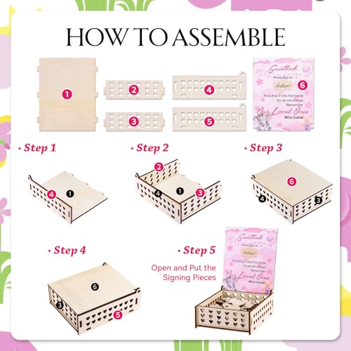 66pcs Pink Elephant Baby Shower Guest Book Alternative Wooden Sign in Elephant with Sonogram Photo Frame Welcome Baby Gender Reveal 1st Birthday Party Decorations Elephant Guestbook Pregancy Keepsake by RANERVZ - Used condition - Image 8