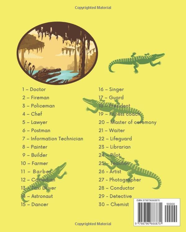 COLORING BOOK - Thirty Careers of Mr. Gator - 40 unique designs for stress relief and relaxation: Fun coloring & activity book for adults, young adults & family members to accomplish together image 3