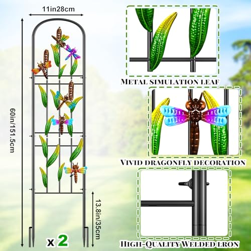 2-Pack-Garden-Trellis-for-Climbing-Plants-Outdoor-Metal-Arched-Fence-Trellis-Plant-Climbing-Support-Decorative-Plant-Trellis-Indoor-for-Vines-Flowers-Vegetables-Wall-Brackets-60-x-11 2 Pack Garden Trellis for Climbing Plants Outdoor Metal Arched Fence Trellis Plant Climbing Support Decorative Plant Trellis Indoor for Vines Flowers Vegetables Wall Brackets 60 x 11