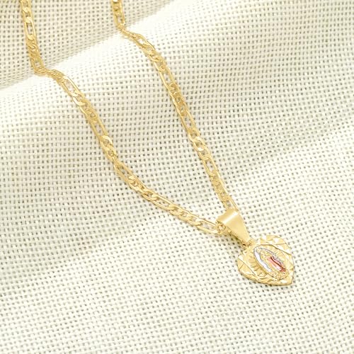 Luxe & Co. Jewelry Virgin Mary Guadalupe Necklace – 14K Gold Plated Heart Pendant, 22” Chain3