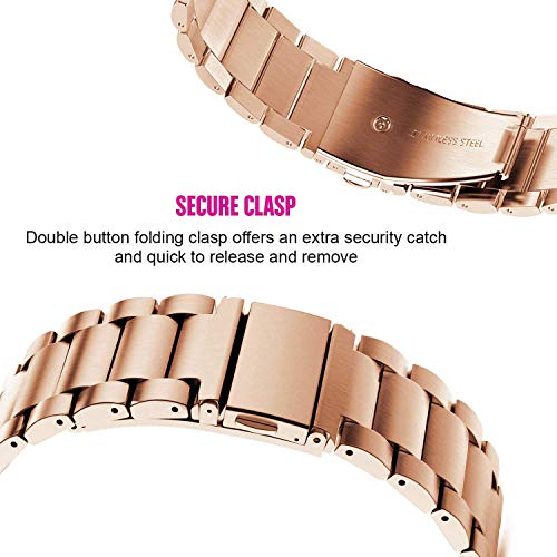 Vicrior Bands Compatible With 19Mm Id205L Veryfitpro Smartwatch Stainless Steel + Mesh Strap Bracelet Replacement Band For Id205L, Id205G Id205 Id205U Id205S, Rose Gold #TOP6