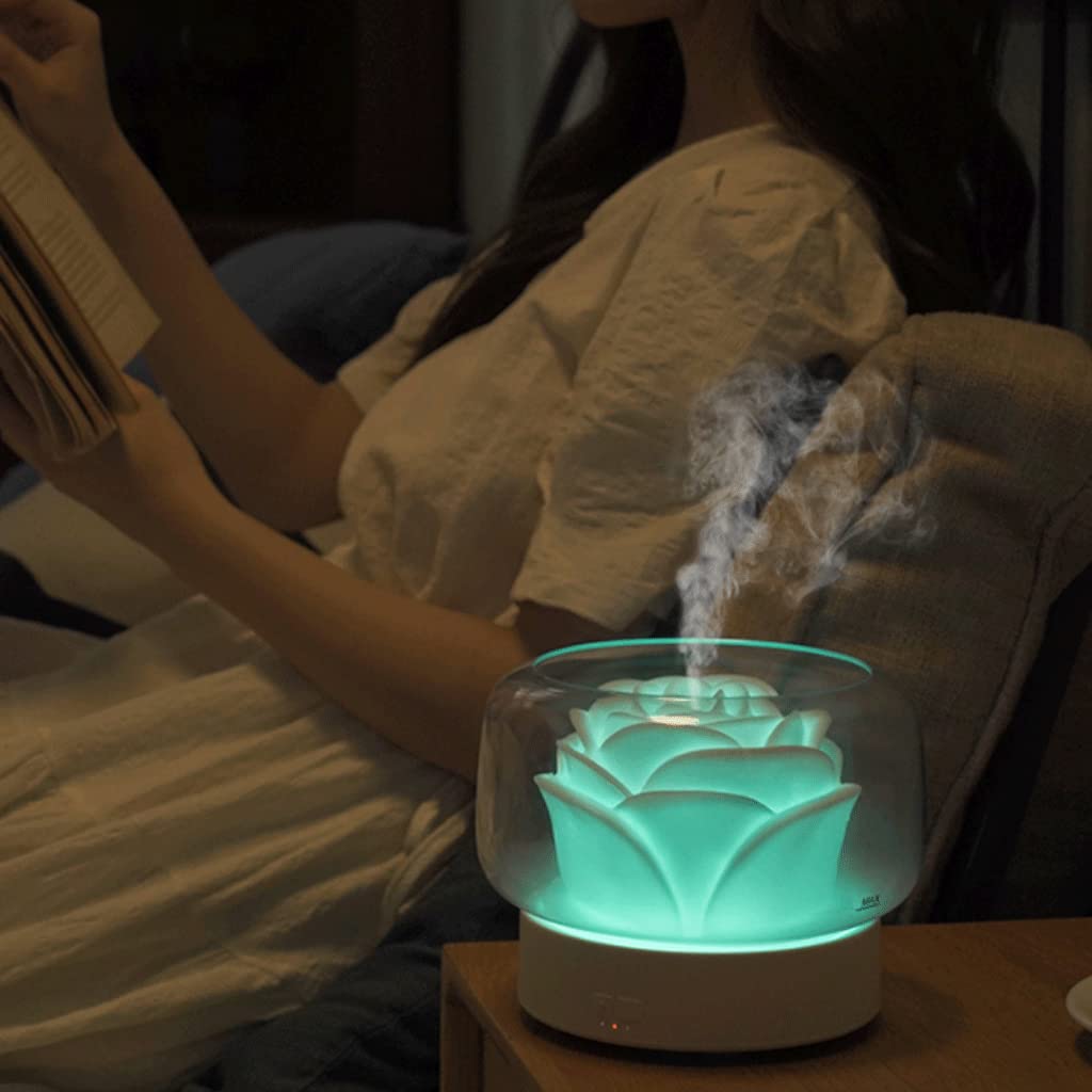 Ulepszony Smart Power-off etherische olie-diffuser, ultrasone mute-luchtbevochtiger met grote watertank 400 ml, 7 kleuren nachtverlichting, creatief cadeau Zrelaksować się